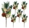 6 Pack 12'' Elegant Faux Picks for Christmas Gold & Silver Globe Ornaments + Pine Cone + Green Poinsettia Leaf + Mini Gold Balls